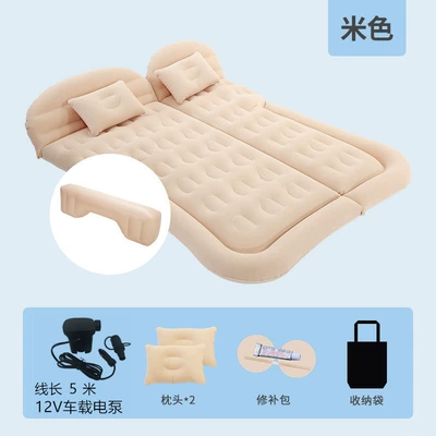 Vehicle-mounted inflatable bed — Flocking PVC Travel Bed - dual-purpose-trunk-and-rear-seat-honeycomb-rice-suv-1-long-pier-equipped-with-5m-pump
