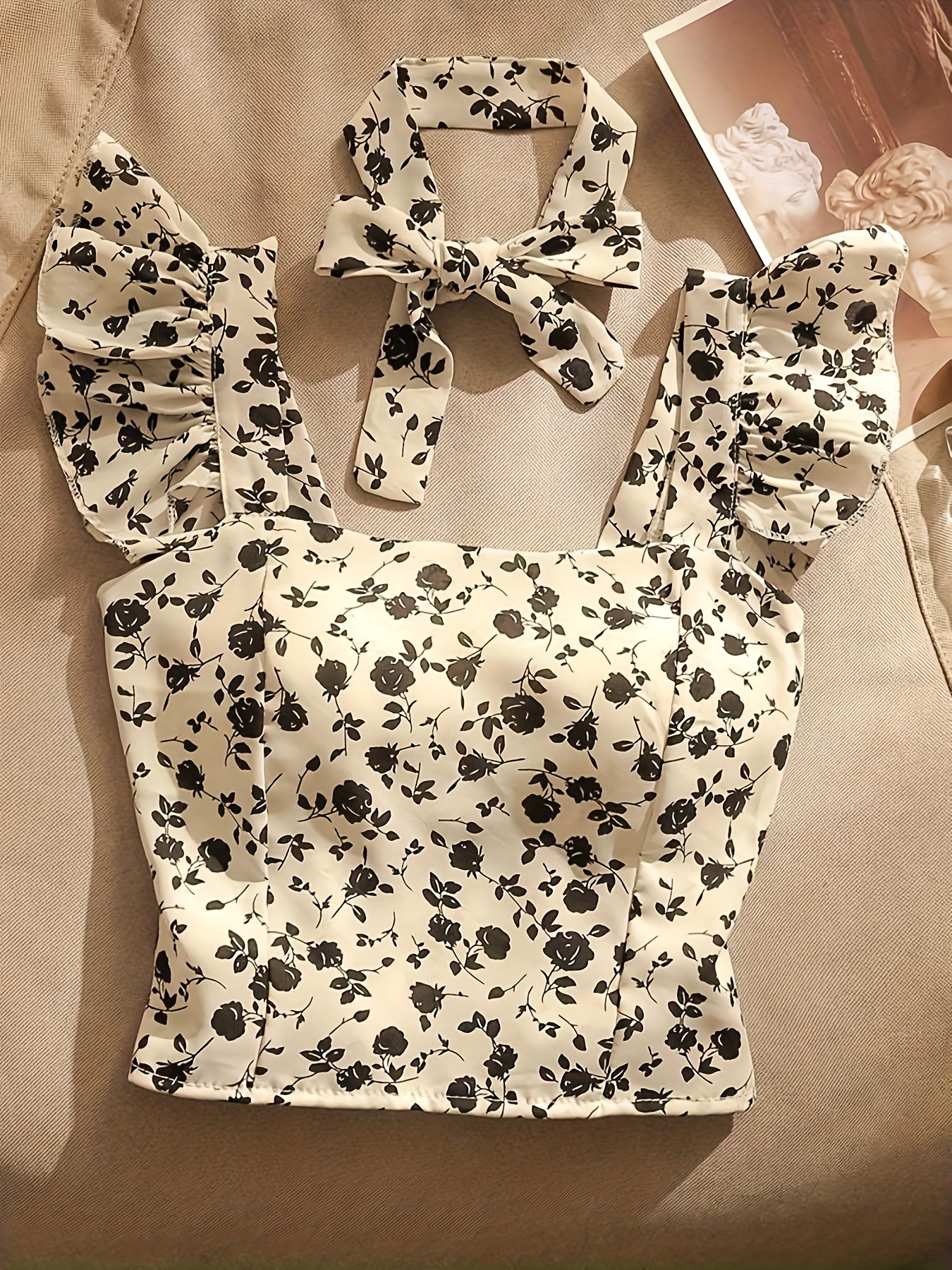 Temu Amazon TIKTOK Estación independiente Comercio exterior transfronterizo europeo y americano Venta caliente Camisola floral pequeña de alta gama para mujer
