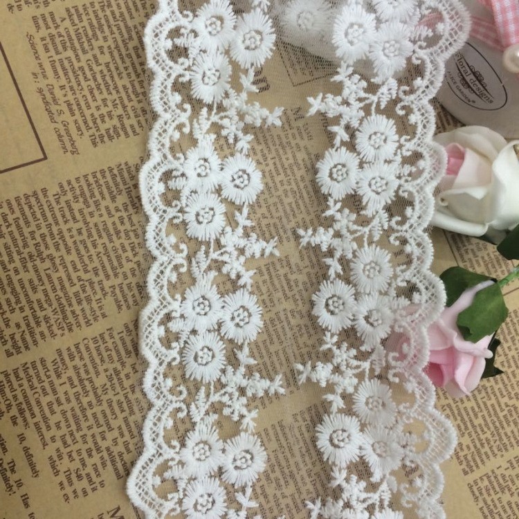 蕾丝花边辅料服装条码六角网花边纯棉线小花双边花边 12cm现货
