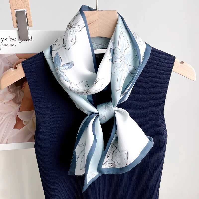 Women's Pure Silk Long Scarf - Premium Spring Accessory For Coats, Mulberry Silk Neck Tie Ribbon - Thumbnail 7