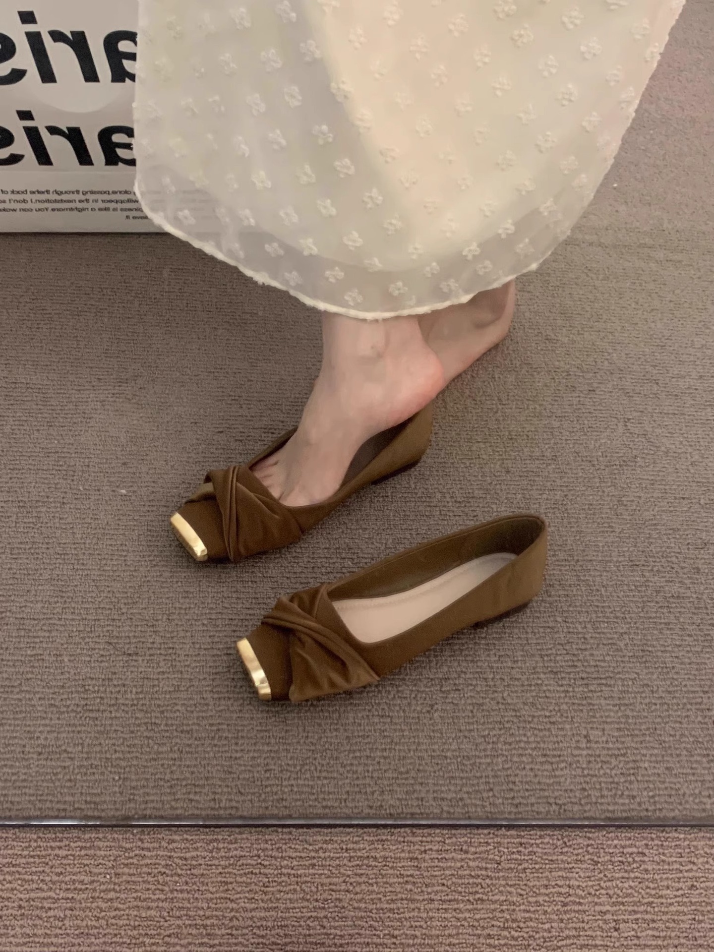 Flat Elegant Gentle High-End Commuter Shoes For Women 2025 New Spring French Square Toe Mary Jane Loafers_vogvips.com