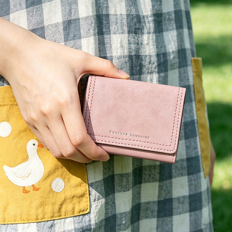 Popular in Southeast Asia, suede simple wallet, Korean style short 70% off women's wallet, multifunctional Korean-style purse, cross-border