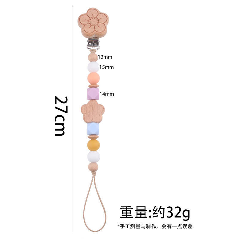 Productos para bebés flores de beech chupeta clips de dibujos animados para bebés flores de beech mordida de dientes molares chupeta cadena de prevención