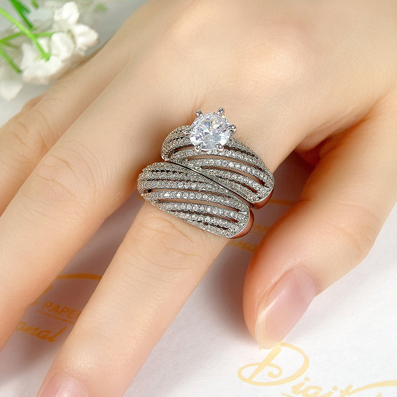Shiny Geometric Copper Inlay Zircon Rings display picture 5