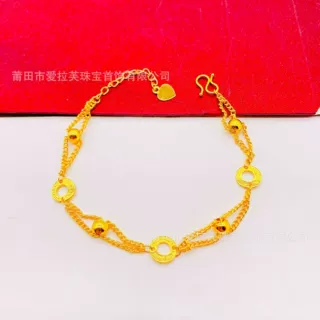 2024年新款网红款双层手链女士转运珠高颜值精致铜镀金手链批发