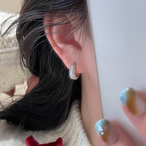 Personal Style Round Circle Earrings for Women, Korean Style, Versatile, Cool and Calm, Geometric Zirconia Earrings, Hot Selling