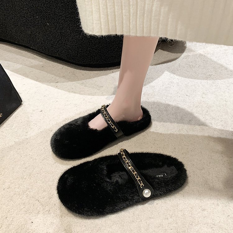 Pantofole in peluche da donna comode morbide bianche in cotone_voghion.com