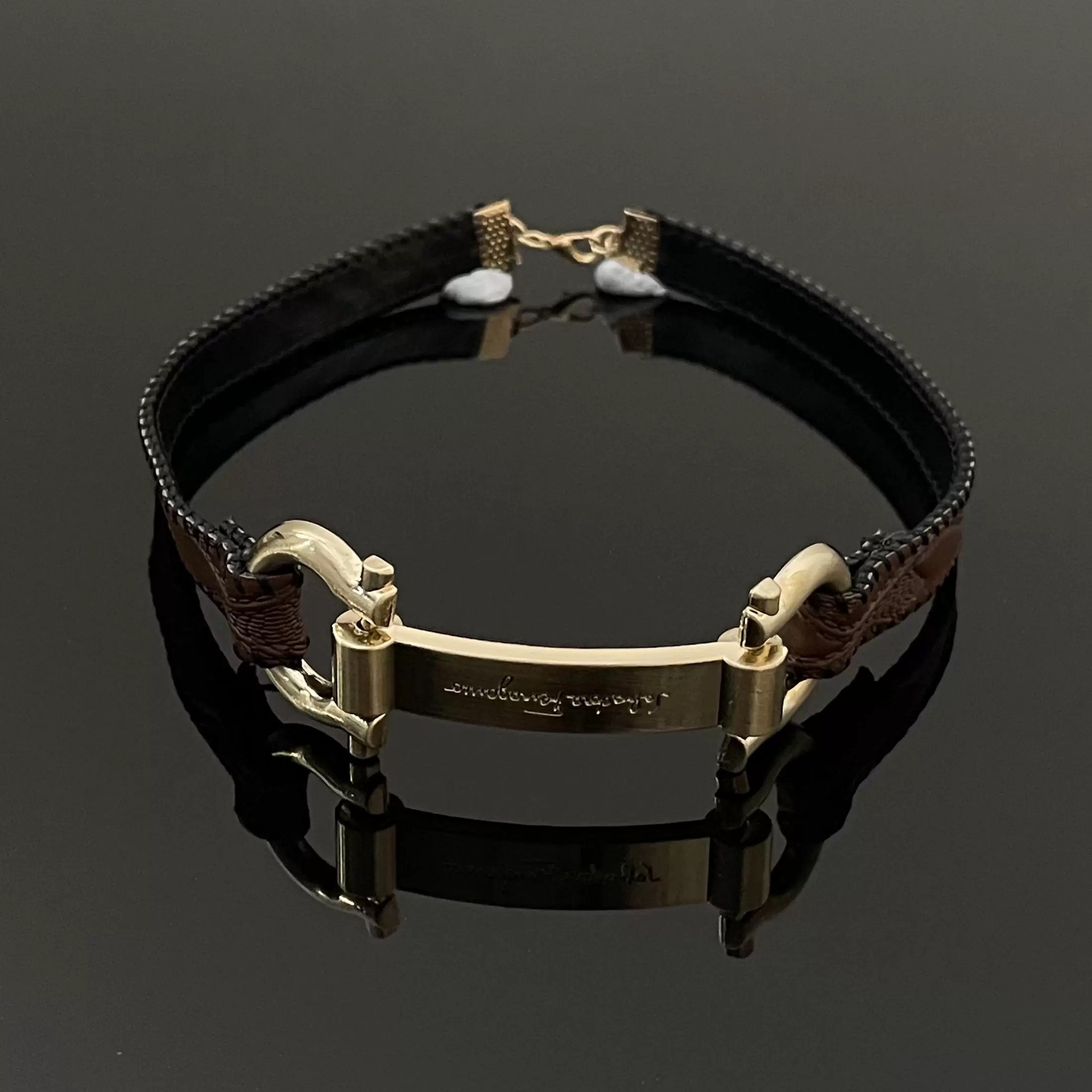 Lina Girl 2026 New Horseshoe Buckle Leather Metallic Collar, Miimalist Style Clavicle For Wome, Me's Necklace, Tredy Neck_voghion.com