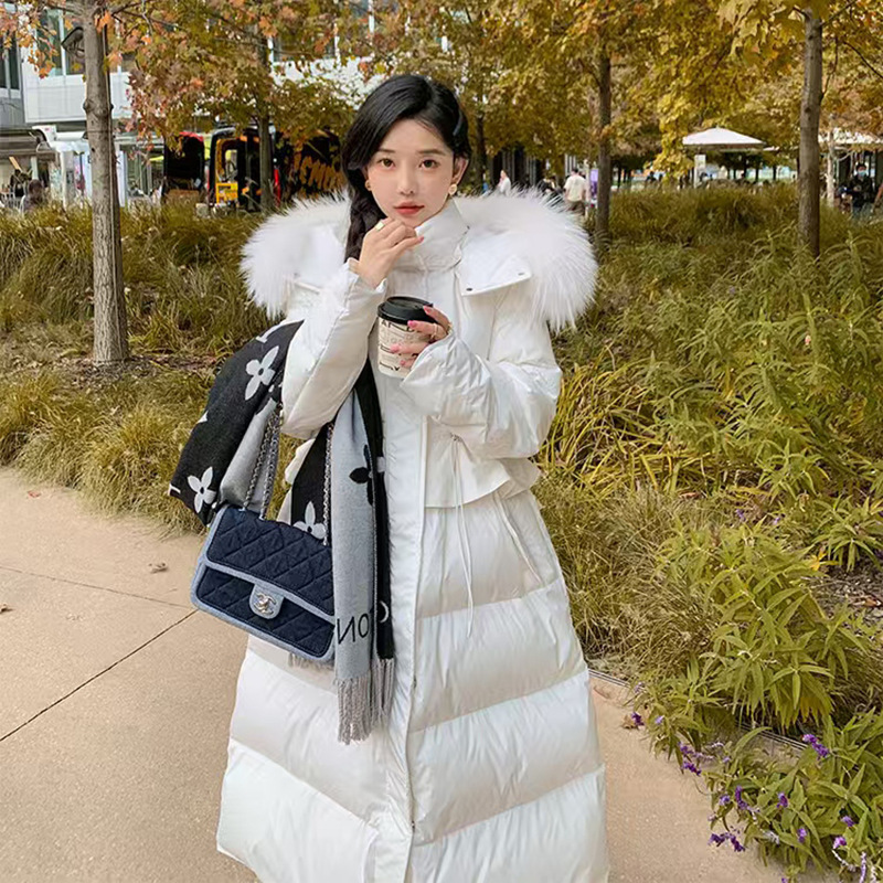 25 Styles of Detachable Hooded, Waist-Cinching, Thickened White Duck down Women's Long down Jackets with a High-End, Sweet, and Warm Feel