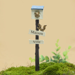 Cartoon 3D Resin K-Style Creative Squirrel Mailbox House Micro Landscape Flower Insert Landscaping Props Doll Ornaments