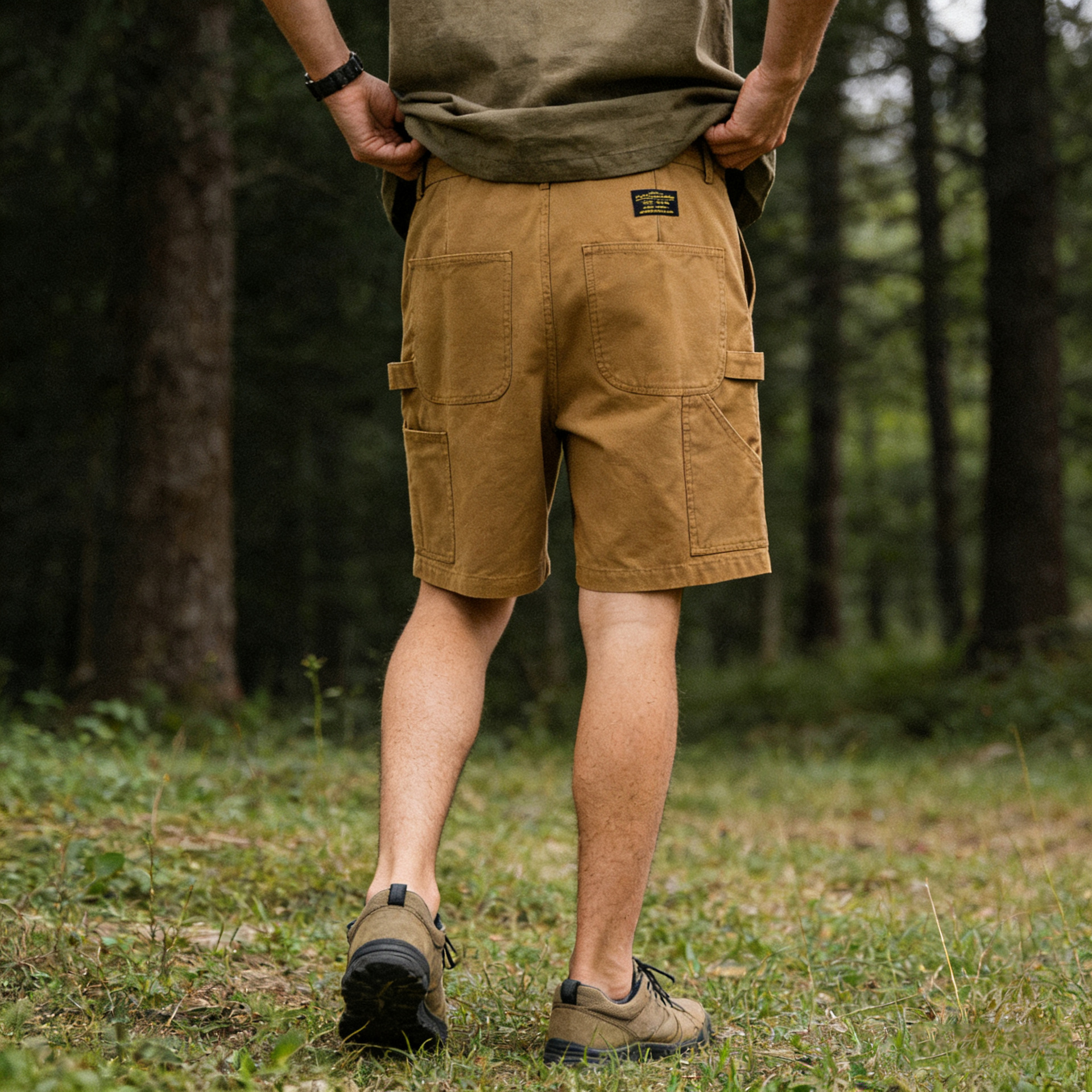 Okonkwo Canvas Multi-Pocket Cargo Shorts for Men and Women, Off-White Climbing Outdoor Mid-Length Shorts