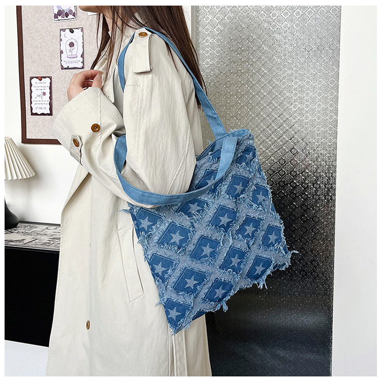 2024 New bucket bag, starry fringed fringe single-shoulder bag, autumn trendy and personalized design handbag, crossbody bag undefined