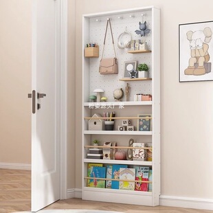 Door Rear Cave Board Storage Rack Solid Wood Floor Very Narrow Children's Picture Book Rack Bookshelf Wall Storage Cabinet Thin Cabinet