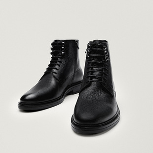 Original Export Men's Short Boots Casual Genuine Leather Flats Lace-Up Roman Boots British Style Business Side Zipper Boots