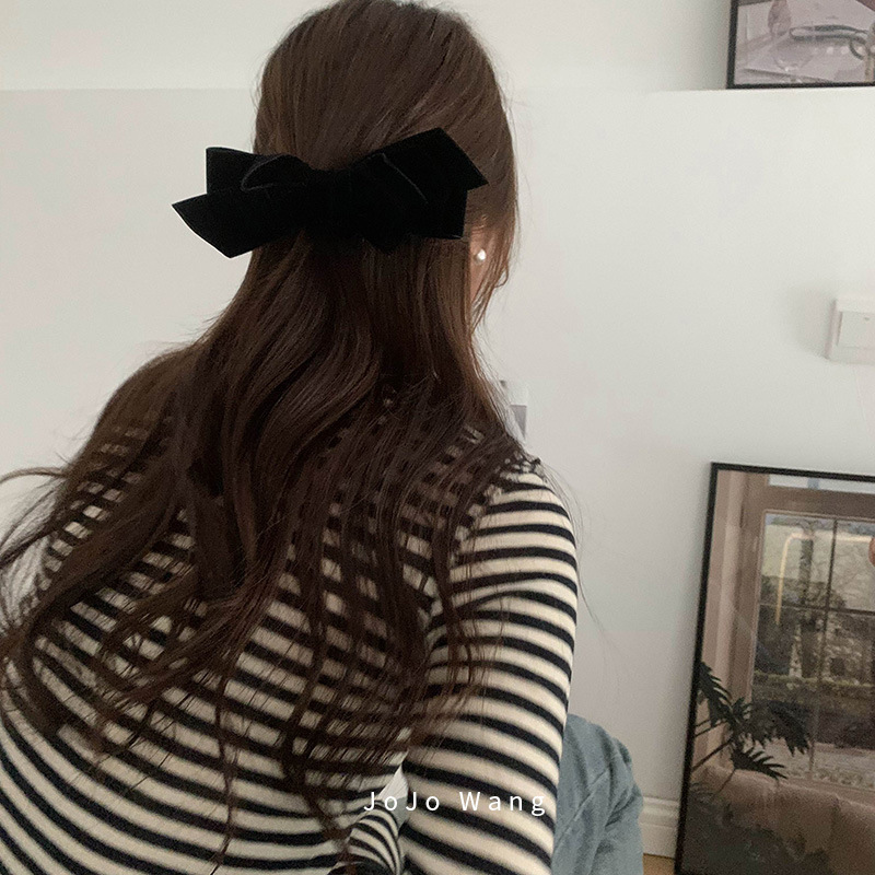 日常の高級なベルベットの蝶結び ~ ヘアピン女性前髪クリップ後頭部髪飾り少女のサイドクリップ|undefined