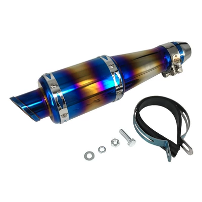 Motorcycle Modified Exhaust Pipe Stainless Steel Phantom Material Special-shaped Gun Barrel Straight-through Hit the Street Rear Section (Exhaust pipe) - color-titanium-tail-section-old-style-customized-model