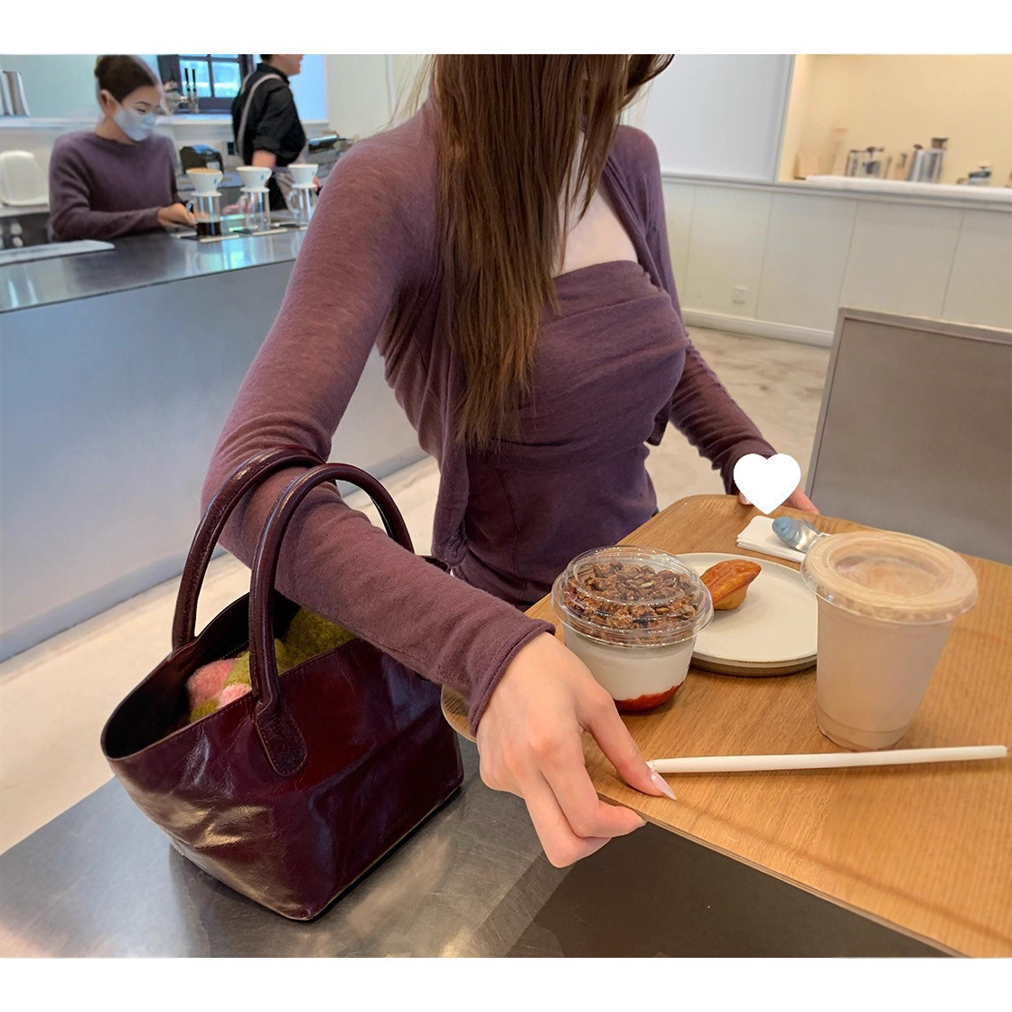 出货中 likeJennie抹胸堆堆领开衫细水溶100全羊毛上衣两件套