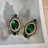 Design earrings, advanced green silver needle, fashionable brand accessory, high-quality style, wholesale