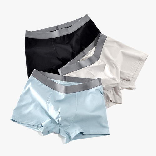 Men's underwear cotton mid-rise antibacterial crotch breathable simple solid color men's underwear pure cotton boxer shorts wholesale