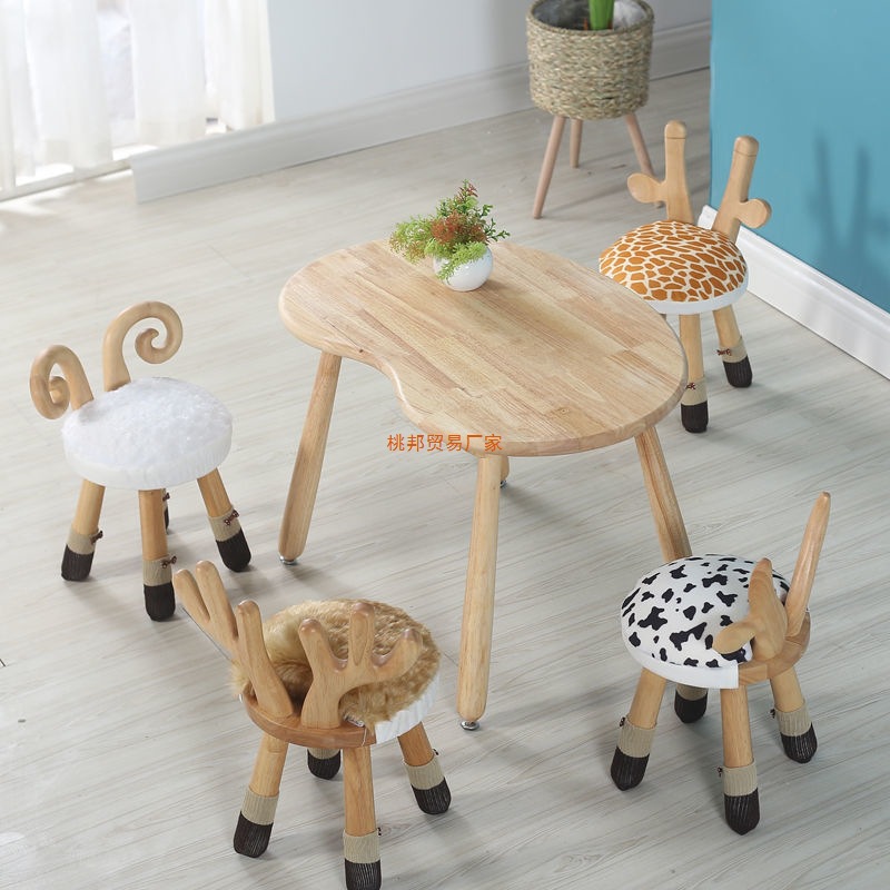 All Solid Wood Children's Study Table Kindergarten Toy Table and Chair Set Baby Desk Home Children's Writing Small Table