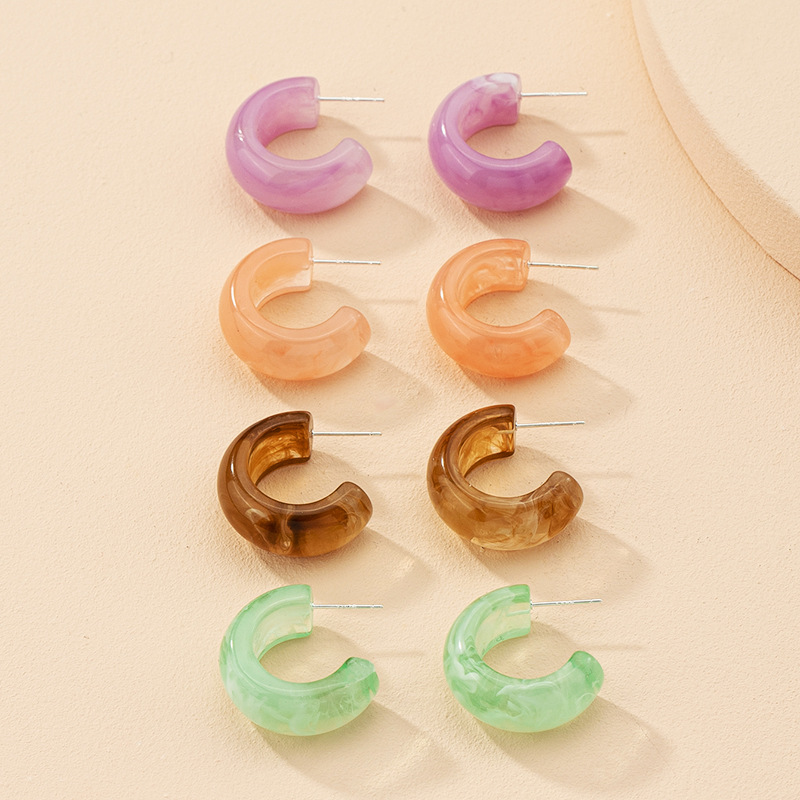 Korea Candy Color Geometric Resin Earrings display picture 6