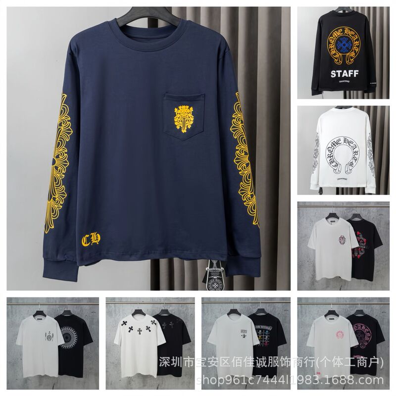 2026 new cross-border export style long-sleeved T-shirt with a cross and horseshoe design, unisex, loose fit, casual and fashionable 2026 new cross-border export style long-sleeved T-shirt with a cross and horseshoe design, unisex, loose fit, casual and fashionable