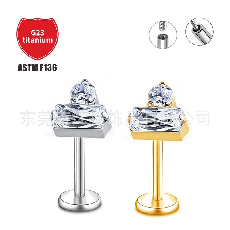 Pointed titanium steel lip stud product view