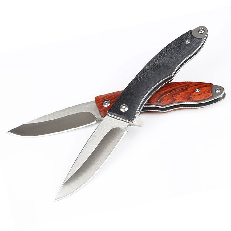 现货户外9CR18钢折叠刀轴承功能硬度G10柄/红木柄