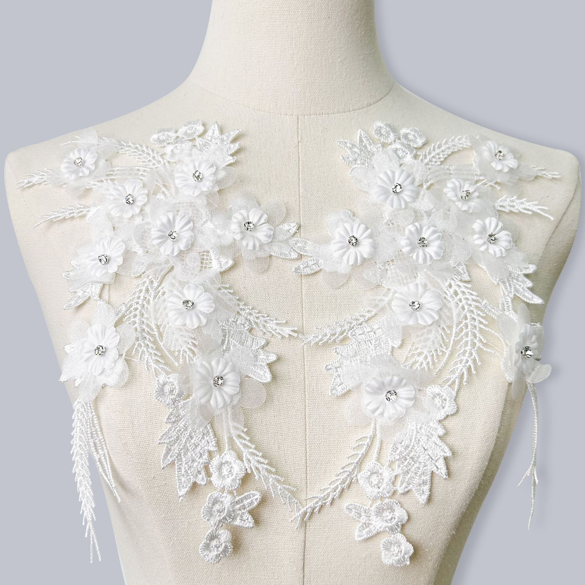 Cuentas hechas a mano flor tridimensional encaje agua pegatinas floral decoración vestido de boda vestido de espectáculo vestido accesorios