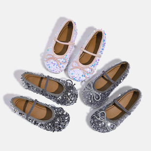 Girls Leather Shoes 2025 Spring New Children's Shoes Little Girls Princess Shoes Soft Sole Mermaid Ji Pearlescent Baby Shoes
