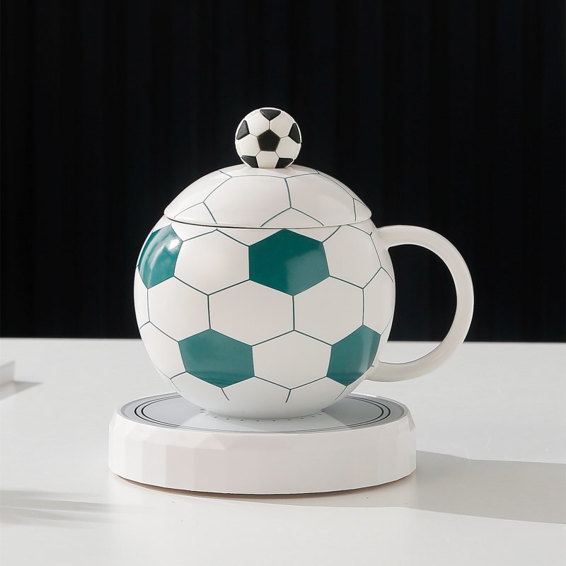 Taza de fútbol de alta apariencia Taza de cerámica con tapa deportes taza de recuerdo taza de agua taza de regalo