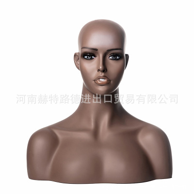 欧美假人女头模头玻璃钢双肩头模肤色头模女假发展示摄影拍照道具|ms