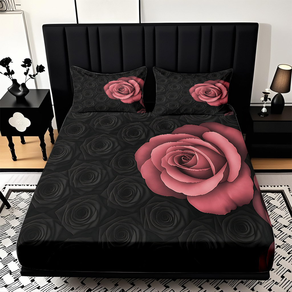 TEMU / JIT serie de flores de rosa multicolor 3D impresión digital set de cama para diseñar el fabricante de la fuente