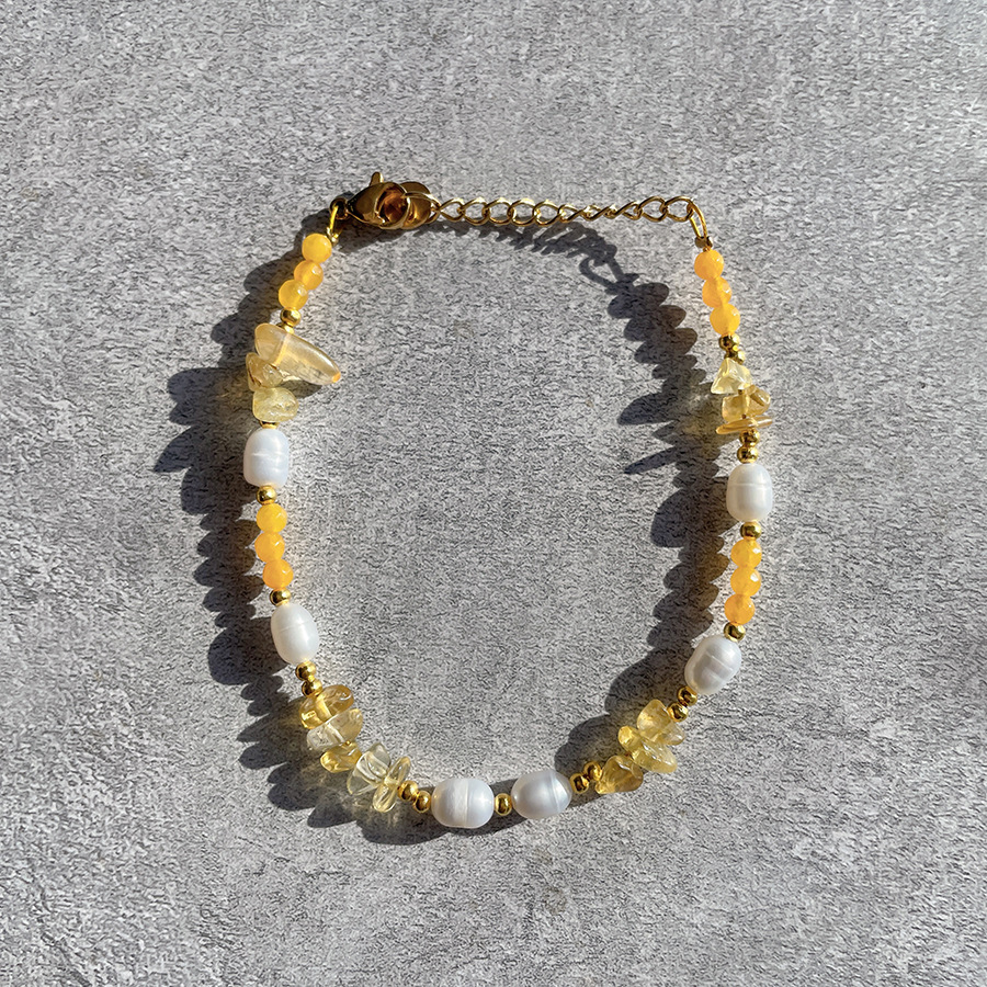 Fashion Irregular natural stone Pearl Titanium Steel Beaded Bracelets 1 Piece