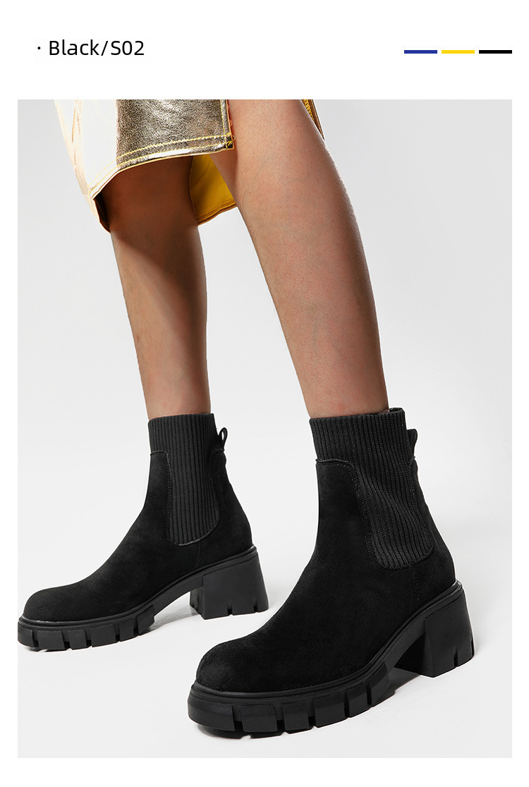 Jesenski in zimski novi nogavični škornji, tujetrni škornji, ženski škornji iz leta 2024 z debelo peto in debelim dnom, ženski gležnjarji velike velikosti za ženske_voghion.com