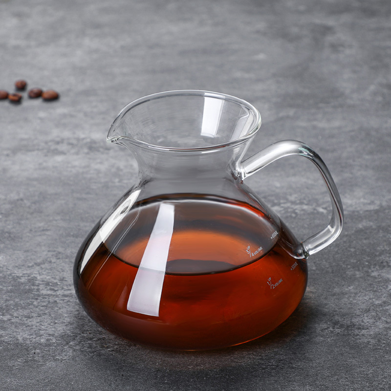 Cafetera de lavado a mano, cafetera de café compartida, vidrio resistente al calor con escala, cafetera de café, taza de filtro de café