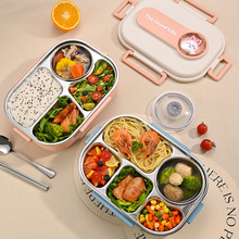 不锈钢饭盒便携带汤碗学生上班族打饭可加热午餐盒分格便当盒批发