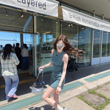 青春专辑 复古牛仔刺绣连衣裙女小众收腰短裙