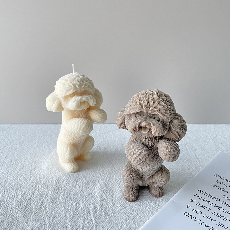 Teddy Puppy vela molde de silicona caniche aromaterapia fragante piedra jabón herramienta de molienda DIY Teddy molde de yeso