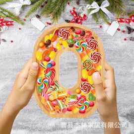 竹制字母托盘家用熟食芝士板儿童餐盘新年待客水果沙拉零食盘果盘