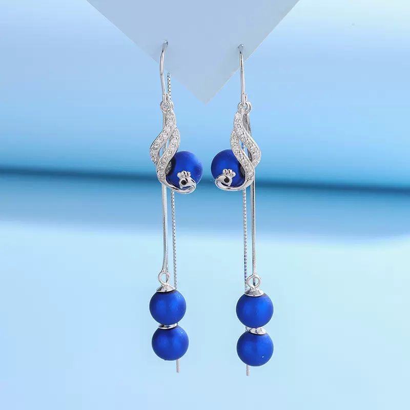 S925银韩版INS感小众耳环长款流苏凤凰耳线轻奢气质网红耳饰