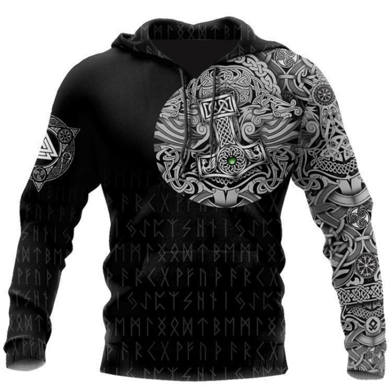 Personalidad de otoño e invierno suéter 3D transfronterizo popular para hombre con estampado de animales fresco calle vikingos serie sudadera con capucha