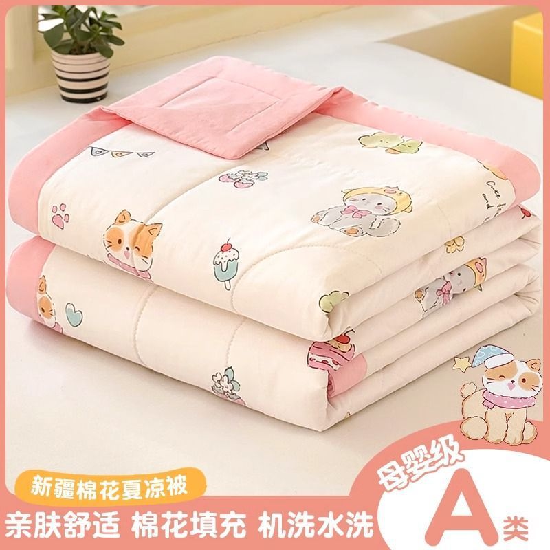 Edredón de verano para niños, algodón puro, lavable a máquina, princesa de dibujos animados, niñas, jardín de infantes, bebé, edredón para aire acondicionado, fino, Clase A