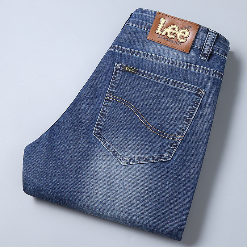 Li Le Foreign Trade Single High-end Blue Light Business Jeans Men's Elastic Straight Summer Thin Wash Cotton Comfortable Pants