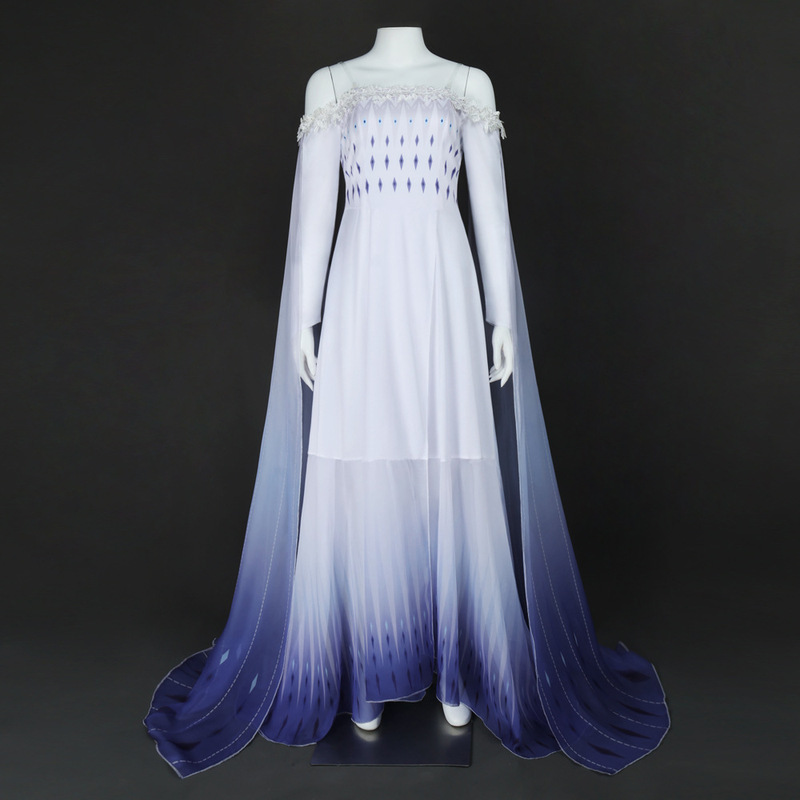 Frozen 2 Elsa Princess Dress Cos Costume Elsa Gradient Mesh Dress Halloween Stage Performance Ready Stock