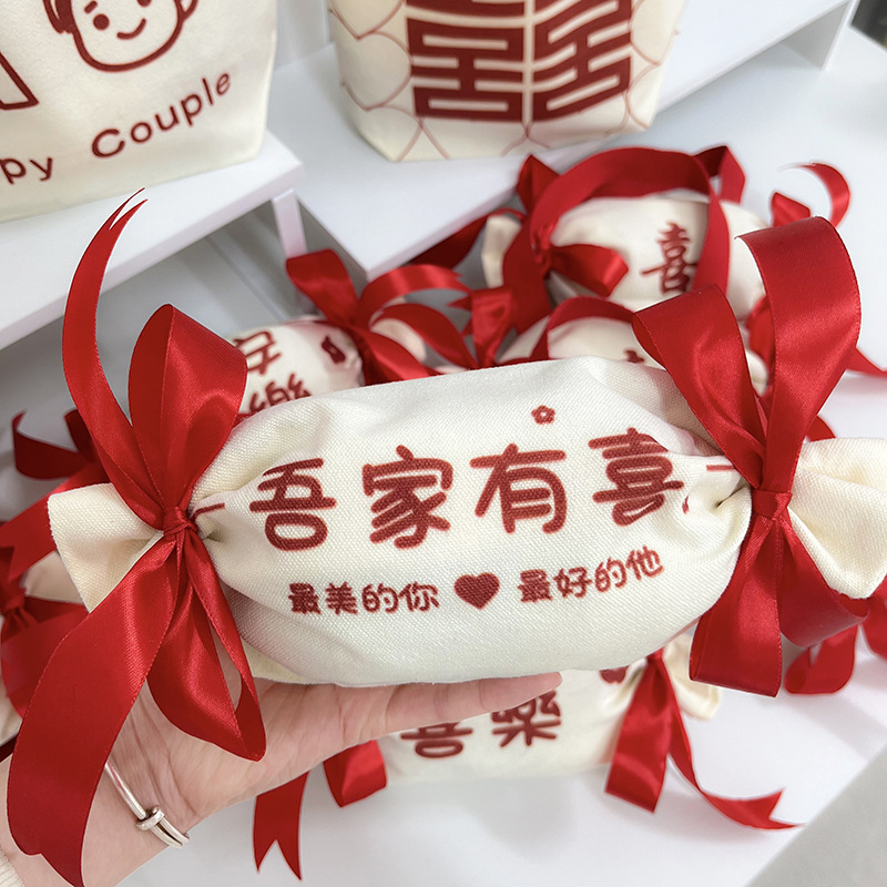 Bonito regalo de mano del día de los niños bolsas de lona de boda bolsas de caramelo de boda bolsas de compromiso