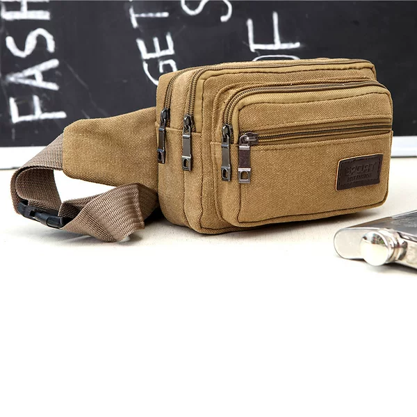 New Canvas Casual Waist Bag Men's Work Site Multifunctional Chest Belt Bag Wear-resistant Large Capacity Cash register Bag Men's Bag