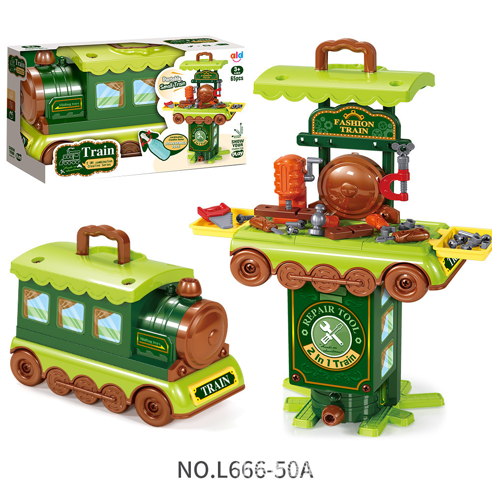 Comercio exterior para niños simulación de tren en casa cocina cubiertos de tocador herramientas de joyería juego de postres juguetes médicos