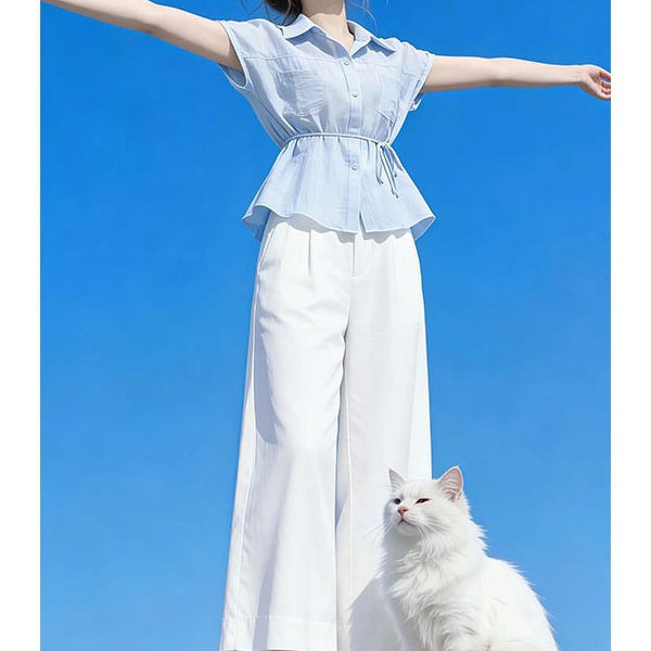 Stunningly Stylish Short-Sleeved Shirt and Wide-Leg Pants Set for Women, Summer 2026, Super Trendy, Age-Reducing, High-End Feel, Complete Set Stunningly Stylish Short-Sleeved Shirt and Wide-Leg Pants Set for Women, Summer 2026, Super Trendy, Age-Reducing, High-End Feel, Complete Set