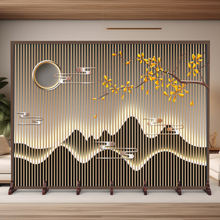 2024 new Chinese-style screen partition new office foldable mobile porch facing the living room landscape